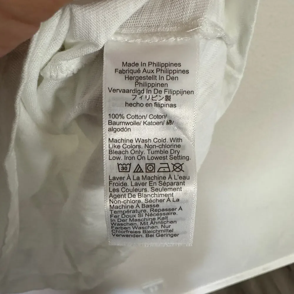 J.Crew Short-Sleeve Vintage Cotton V-neck T-Shirt WMNS L White Pullover Slim-Fit